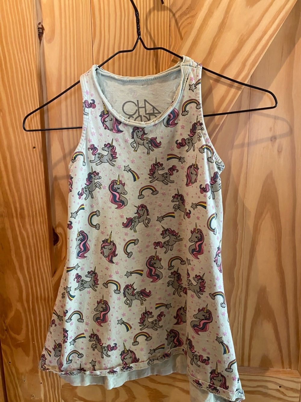 Chasor Girls' Light Blue Unicorn Print Tank Top